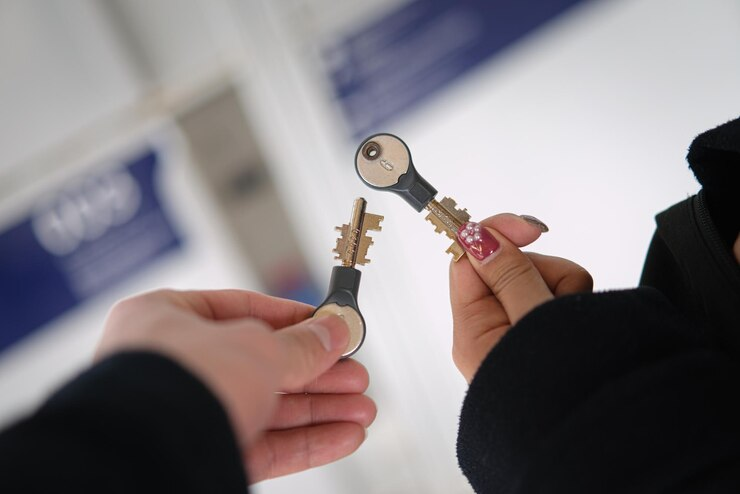 A hand with two keys, illustrating a key duplication service.