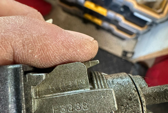 Close up of a metal door lock